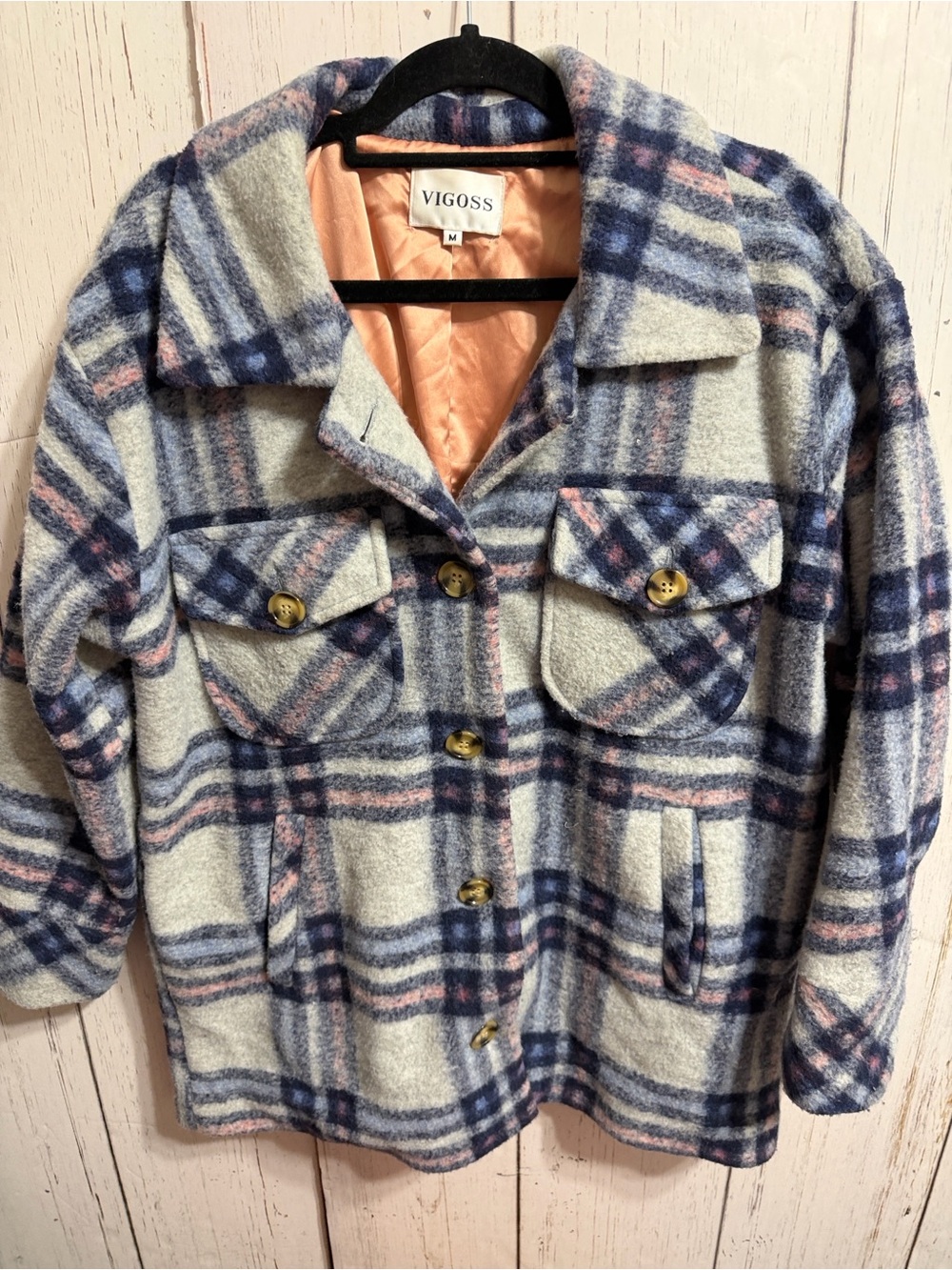 Vigoss Plaid Button Down Shacket